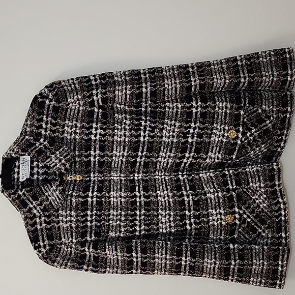 St. John Collection Tweed Iconic  plaid print Jacket Purple White Sz 10 - Picture 4 of 16